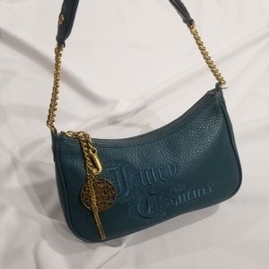 Rare Juicy Couture Authentic Vintage Blue Bag Purse HTF Y2k Charm Leather